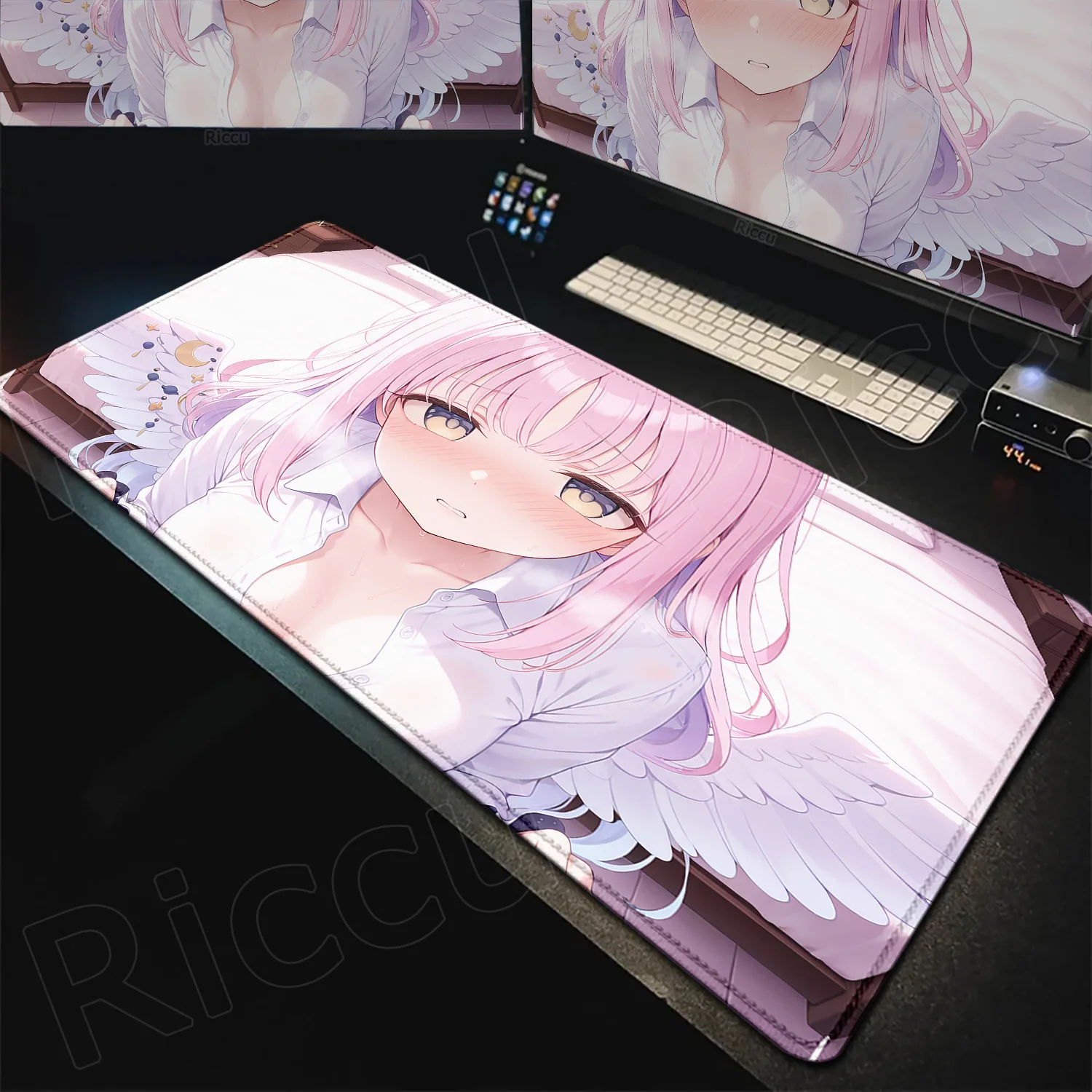 Kawaii فتاة لعبة الأزرق الأرشيف ميسونو ميكا ماوس الوسادة ألعاب عدم الانزلاق المطاط حافة قفل ماوس الكمبيوتر المحمول الألعاب الكمبيوتر أنيمي حصيرة مكتبية
