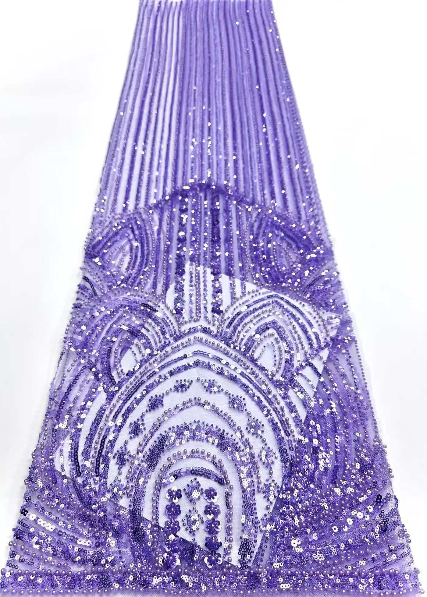 African Heavy Bead Gold Lace Fabric 2025 High Quality Nigerian Sequins French Tulle Fabric Material For Wedding Party 5y Hm142-1