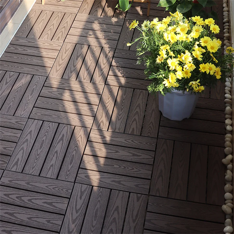 Outdoor wood-plastic flooring Balcony bathroom courtyard DIY anti-static flooring anti-corrosion ecological wood flooring