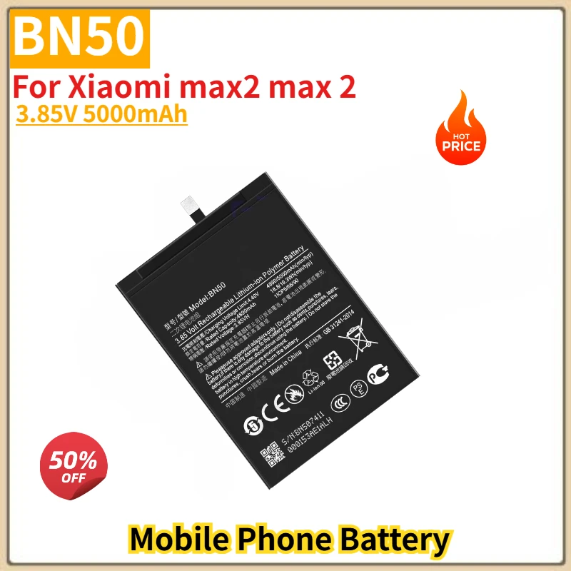 

BN50 High Quality Phone Battery 3.85V 5000mAh For Xiaomi max2 max 2 Brand New Replacement Battery
