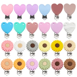 Sunrony 3pcs Love Flower Shape Silicone Clips DIY Pacifier Chain Nipple Holder Clamps Jewelry Handmade Accessories