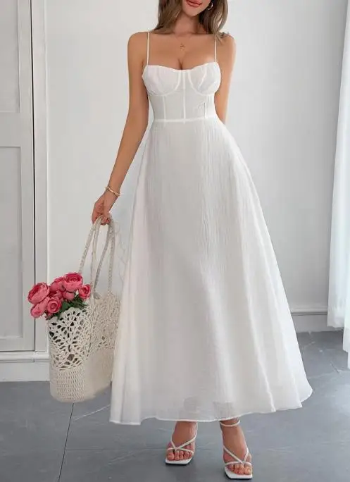 

2025 Spring/summer Leisure Vacation Small Strap Slimming Long Dress Women's Dress