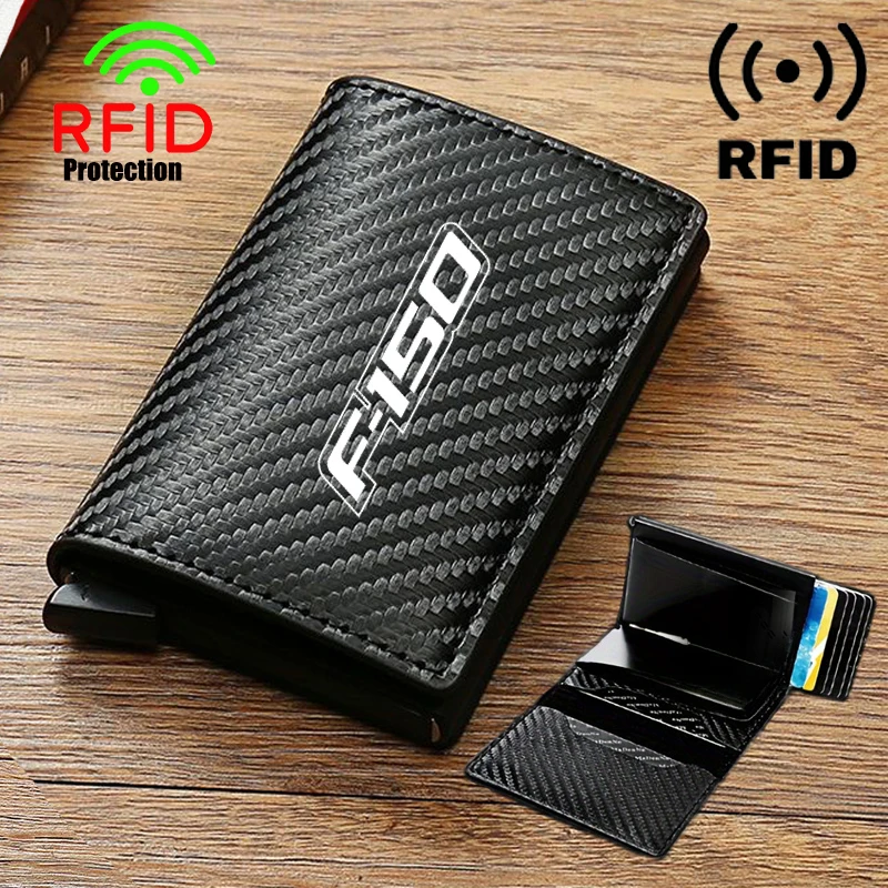

Carbon Fiber Leather Men Wallet Gifts Anti Thief Rfid Credit Card For Ford F150 F 150 F200 F350 Raptor Limited Edition Auto