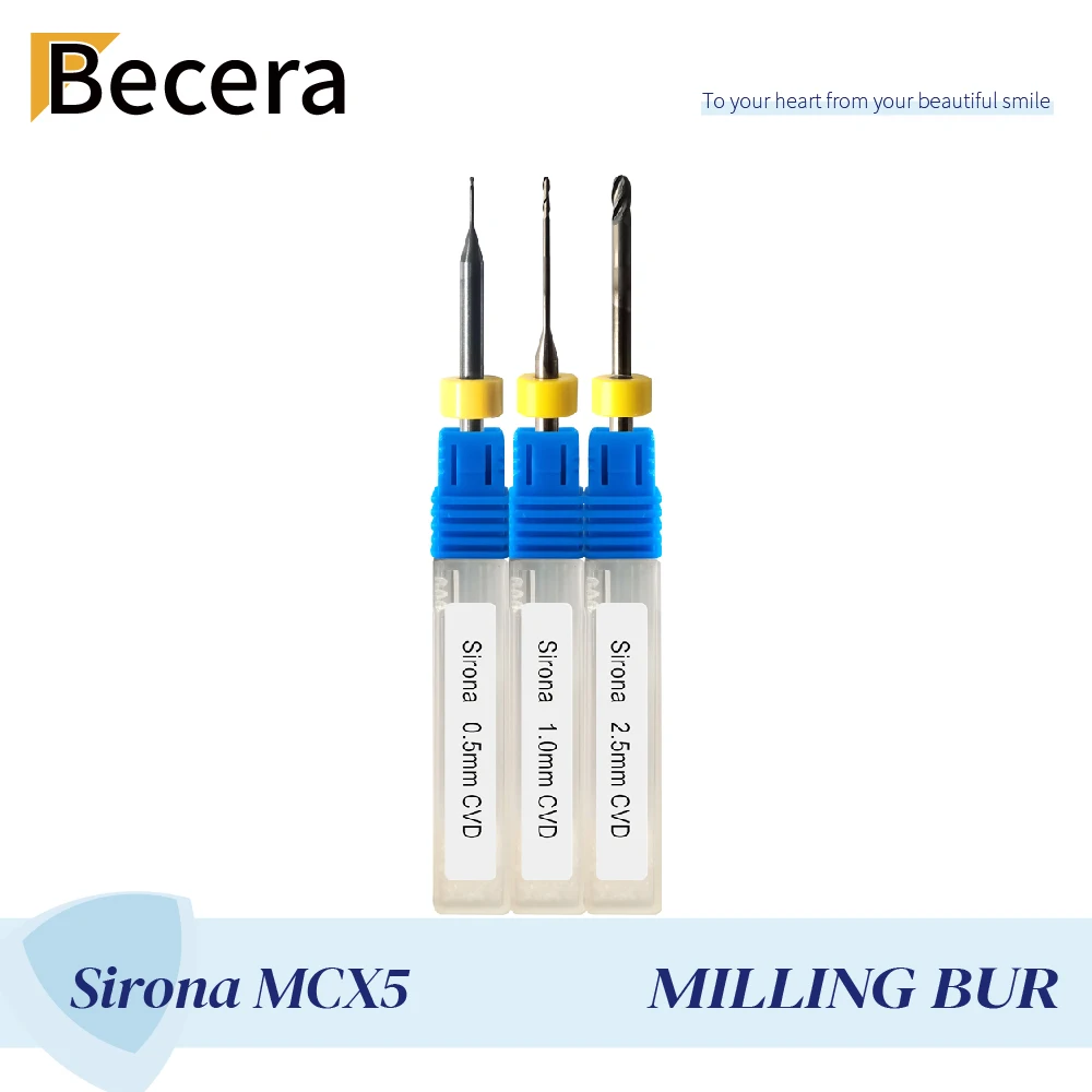 CAD CAM Milling Burs For Sirona  MCX5 Cerec Drills Shank 3 MM Size 0.5 /1.0 /2.5  For Zirconia PMMA Dental Lab Equipment