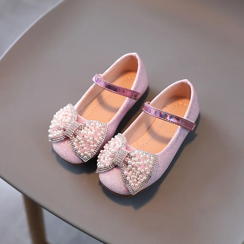 Chaussures de princesse en cuir avec nœud papillon pour enfants, chaussures plates polyvalentes pour enfants, fête de mariage, mode de luxe, doux, printemps, automne