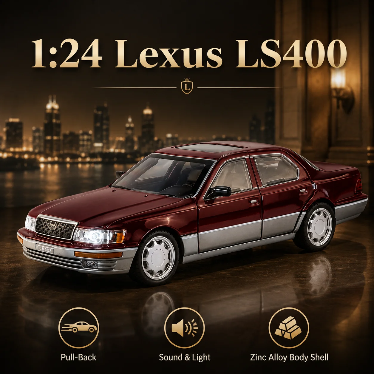 1/24 Lexus LS400 Classical Toy Car Model Diecast Alloy Metal