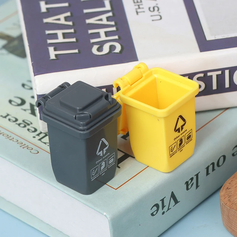 5PCS 1:12 Dollhouse Miniature Trash Can Model Accessories Furniture Toys Garbage Truck Cans Curbside Vehicle Bin Toy Gifts