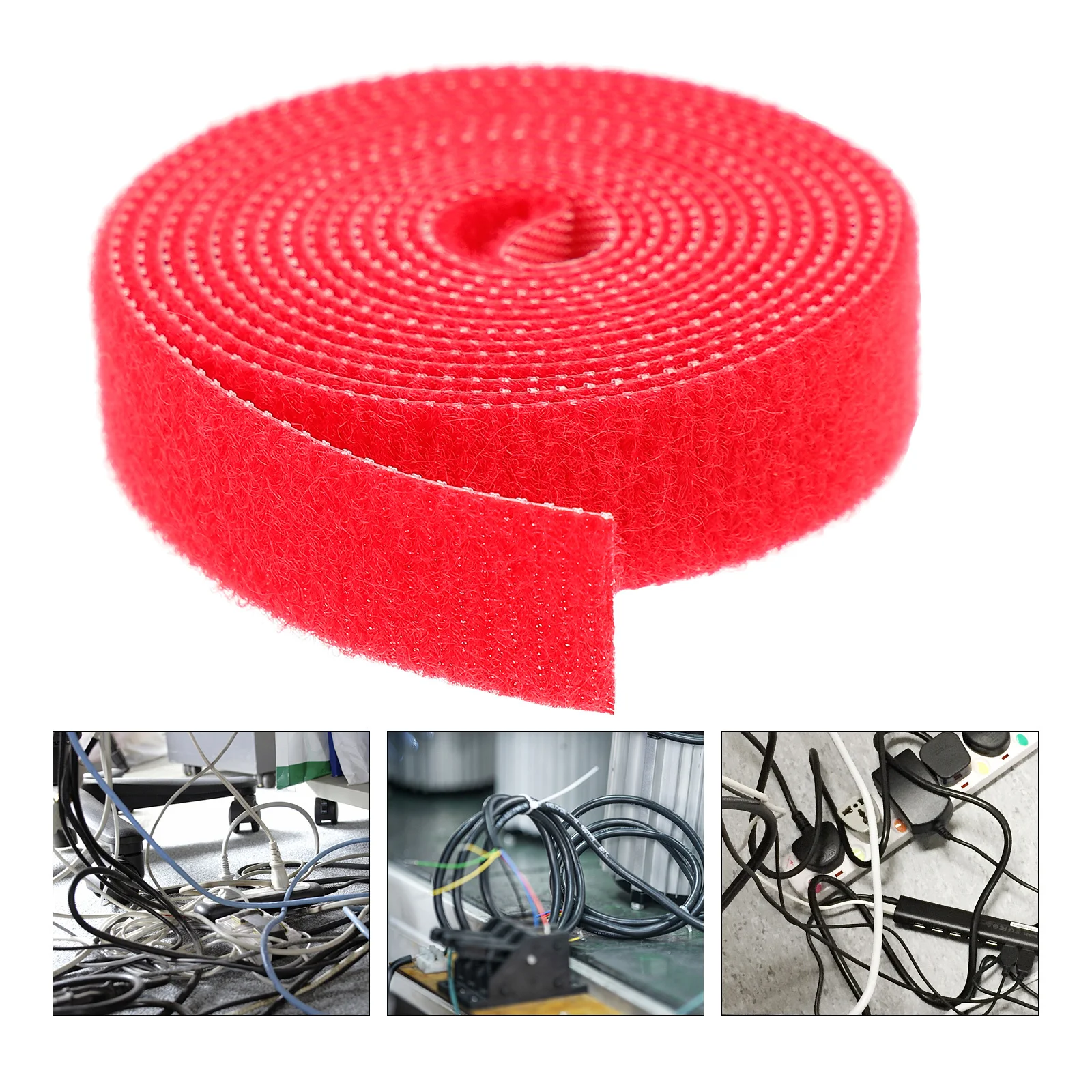 Tira organizadora de cables adhesivos, tira de cables de sujeción reutilizable para cables de altavoz de computadora, fácil de usar, gestión ordenada confiable