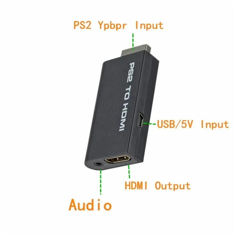 Convertitore da PS2 a HDMI 480i/480p/576i convertitore Audio e Video, uscita Audio da 3.5mm, supporta tutte le modalità di visualizzazione PS2 da PS2 a HDMI