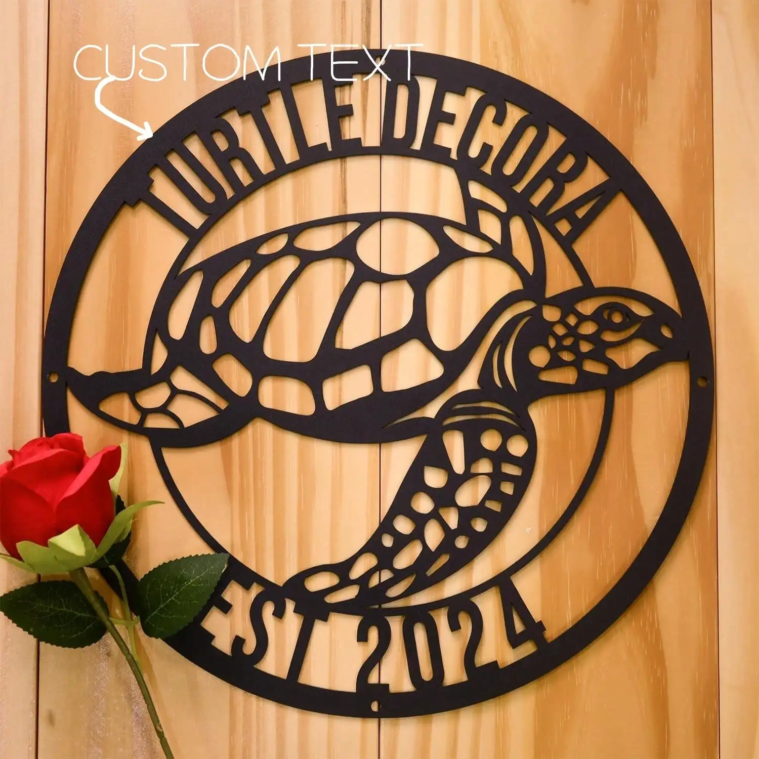 

Custom Family Name Sea Turtle Wall Art, Black Metal 3D Sign for Beach House Decor, Rustic Wedding Gift