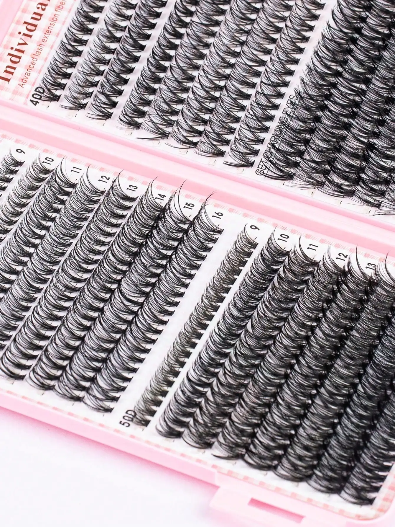 30D/40D/50D Mixed Volume Clusters Eyelash Extension Set Reusable 9-16mm Length, DIY Lash Clusters Kit with Glue
