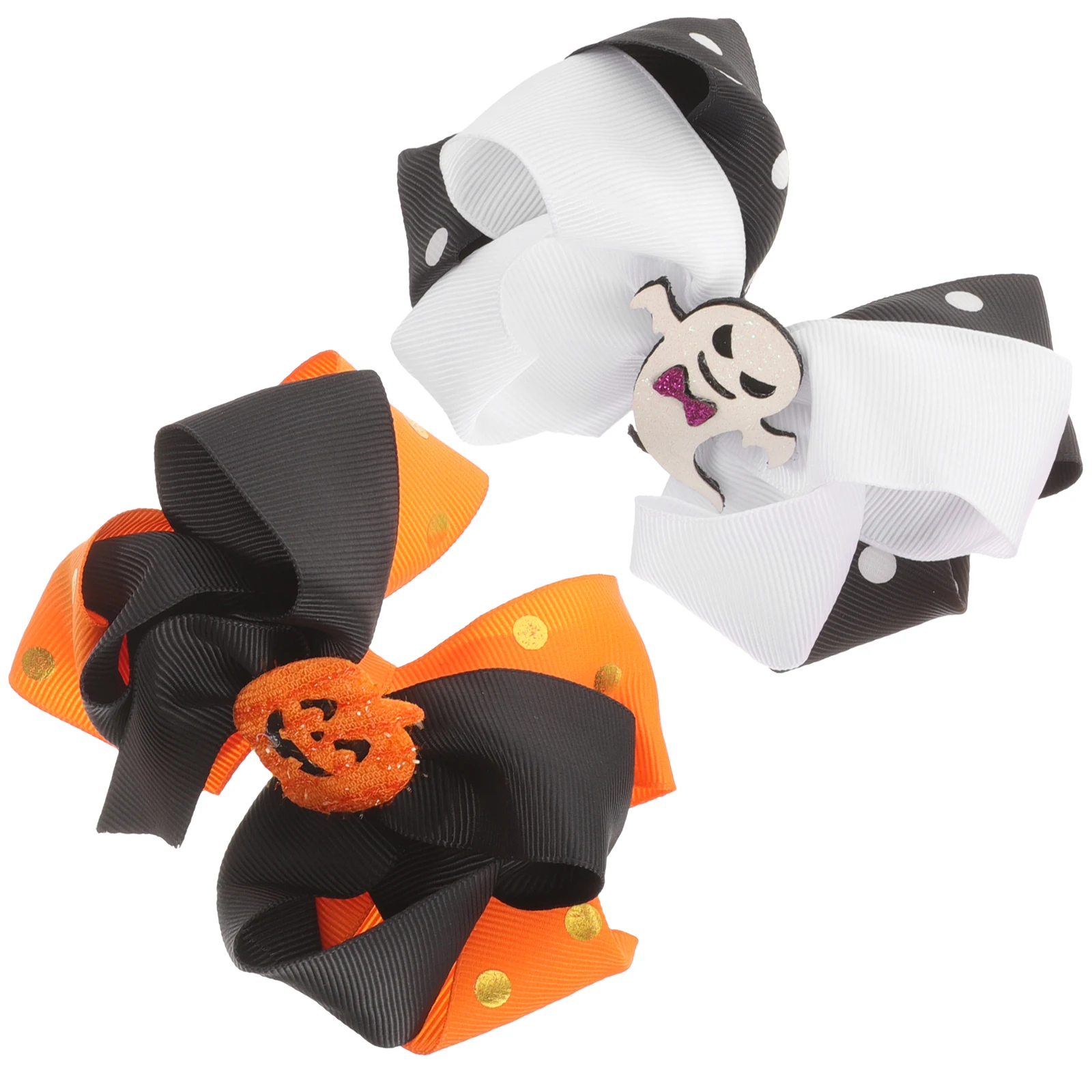 

2 Pcs Hair Barrettes Bow Hairpin Halloween Clips Cute Ribbon for Pumpkin