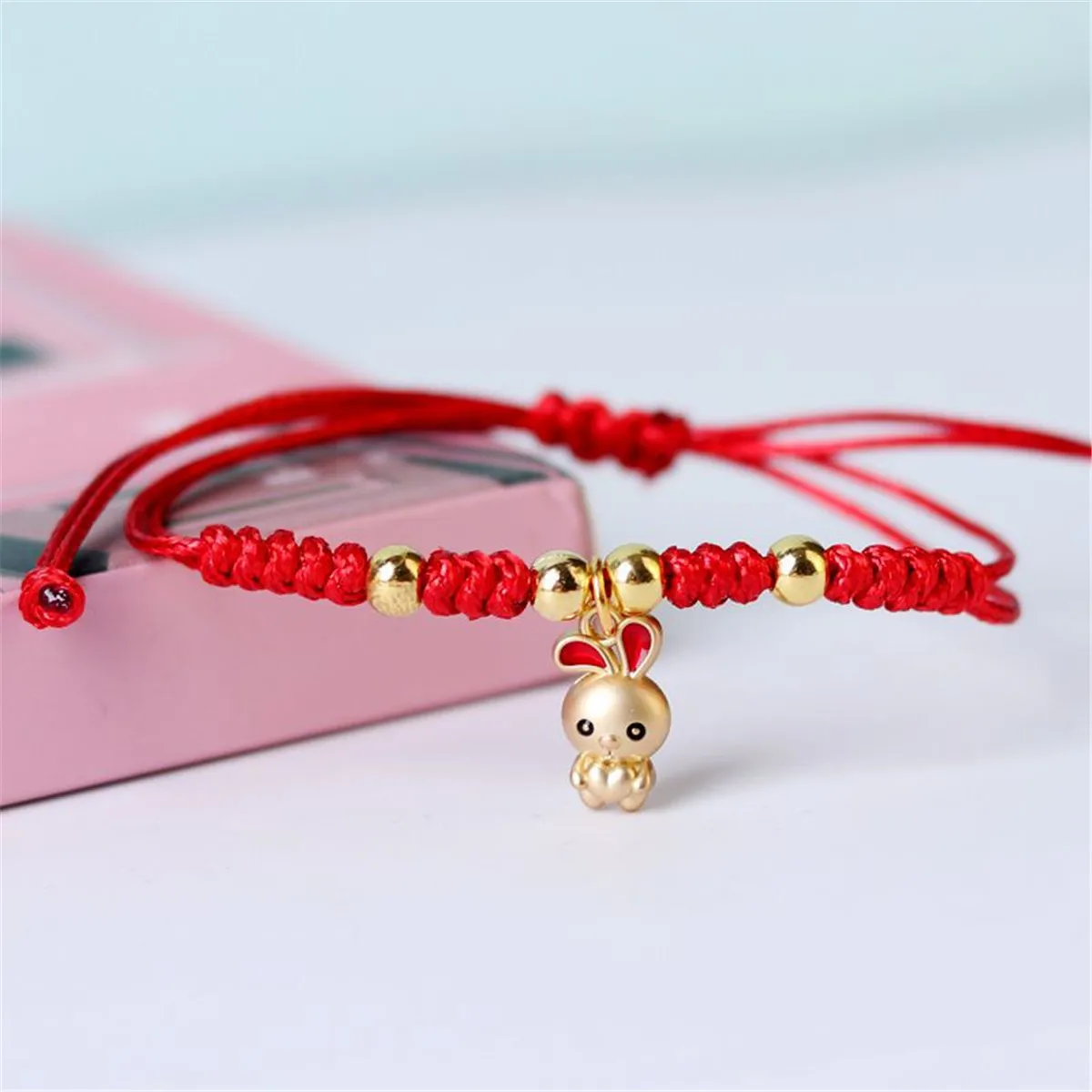 Cute Rabbit Charm Versatile Lovely Ceramic Woven Bracelet Anime Harajuku Lucky Ins Pendant Rope Chain Jewelry Gift Wholesale