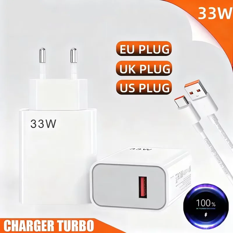 33W Fast Charger QC 3.0 USB Type C Cable 6A Quick Charging Turbo Charge Mobile Phone Charger Adapter For Samsung Xiaomi 2026 New - náhled 2