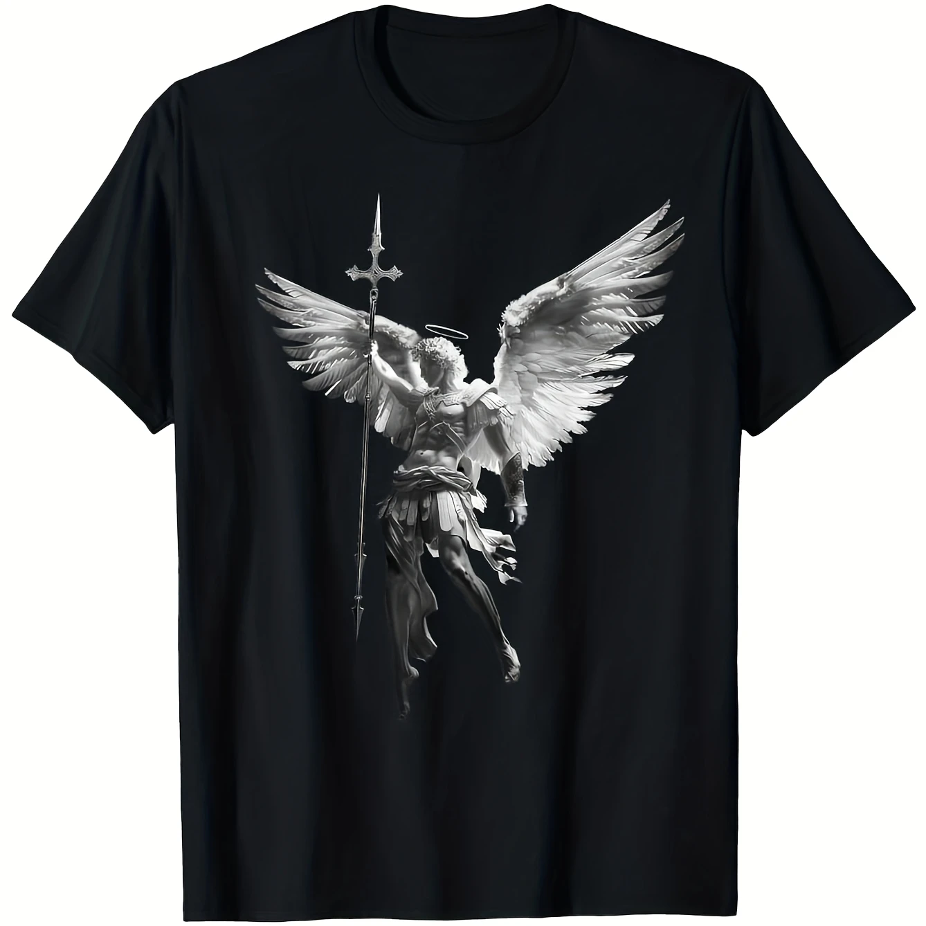 

St Michael The Archangel with Spear Cross T-Shirt 100% Cotton O-Neck Short Sleeve Summer Casual Mens T-shirt Streetwear