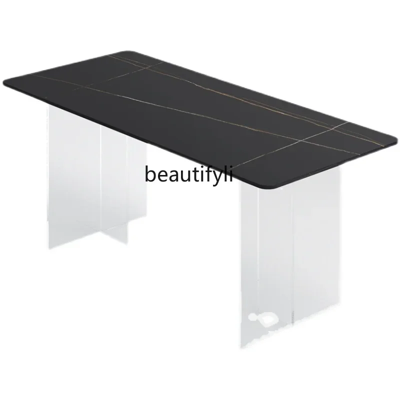

S Acrylic Stone Plate Dining Table Creative Suspension Conference Table Household Kitchen Island Light Luxury Workbench