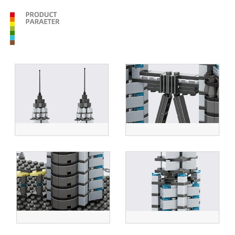 Kreativer weltberühmter Architektur-Baustein Malaysia Petronas Twin Towers Kuala Lumpur Modell Bausteinspielzeug