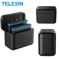 TELESIN For Insta360 X3 X4 Battery Charger Portable Charging Case TF Card Storage Box Charging Hub TypeC Dual Charger slots