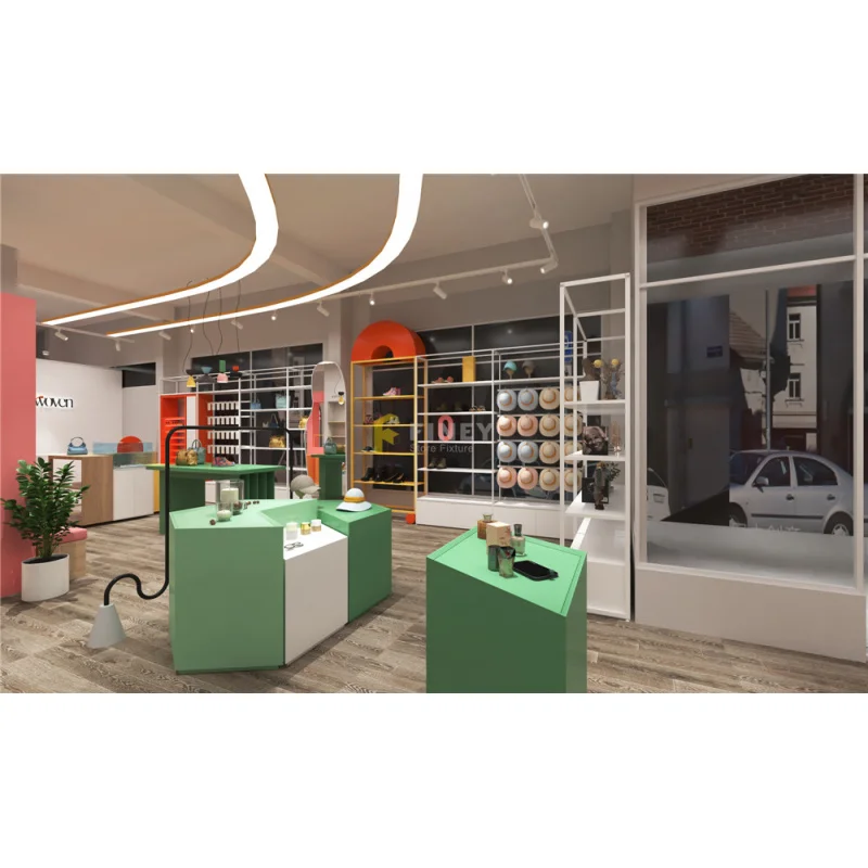 (Customized) High End Furniture Counter With Glass Shelves Boutique Retail Store Decoration Custom Boutique Store Interior D