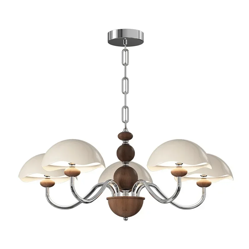 Cream antique living room chandelier French retro walnut color eye protection cream wind eggshell hall restaurant lamp