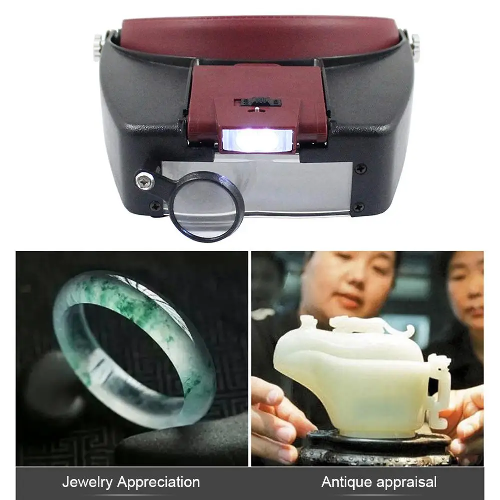 

2 шт. LED-лупы с подсветкой, HD-лупы для ремонта часов, не требующие использования рук (красные)