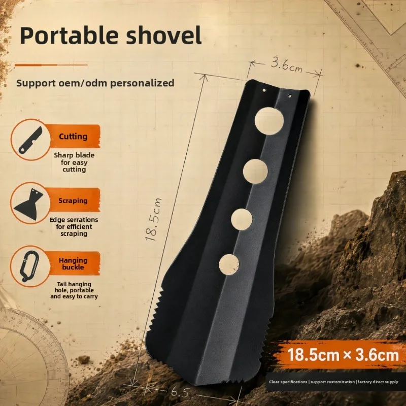 Outdoor Multifunctional Carbon Steel Sawtooth Hand Shovel Portable Digging Tool Camping Gardening Picnic Survival Gear