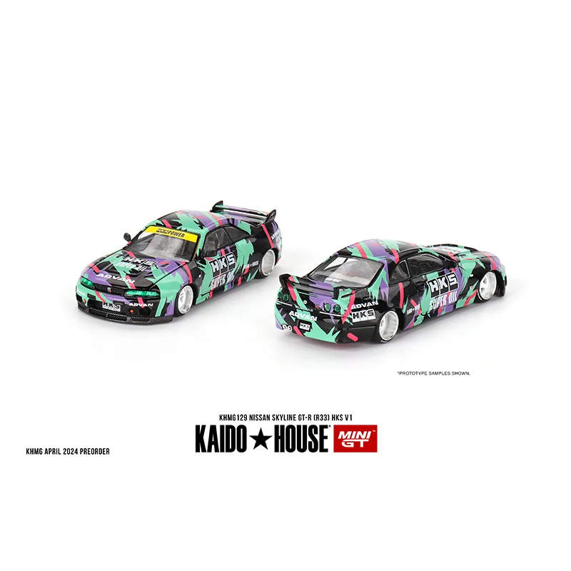 Kaido House+MINI GT1:64 Open front cover Nissan Nissan GTR R33 alloy die-cast  model, adult decoration, boy toy, children's gift