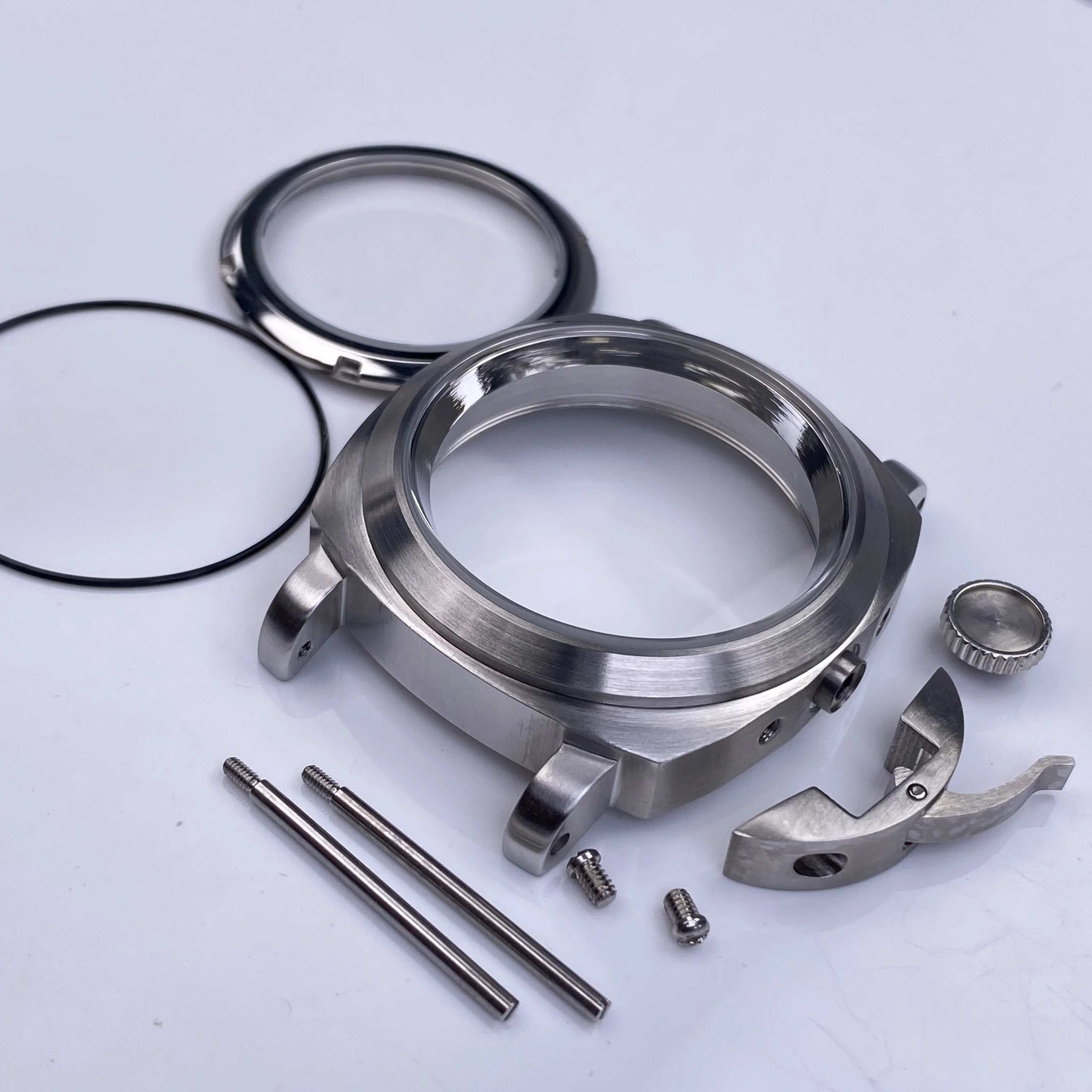 Cristal de safira beushed nh35 40mm caixa de relógio de aço inoxidável com alça para nh34 nh36 4r35 movimento acessórios de relógio