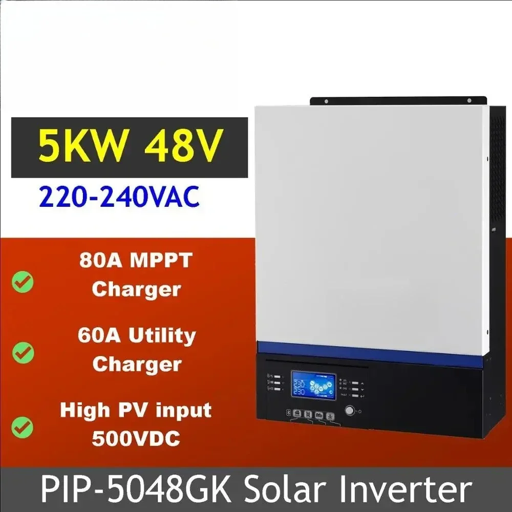 PIP5048GK 5000w 48v 230v Inverter 80A MPPT Solar Charger Battery Charger 60A Max PV Input 500Vdc Pure Sine Wave