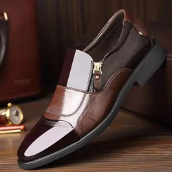 Zapatos de cuero para hombre, calzado de vestir de negocios, informal, absorbente de golpes, resistente al desgaste, combina con todo