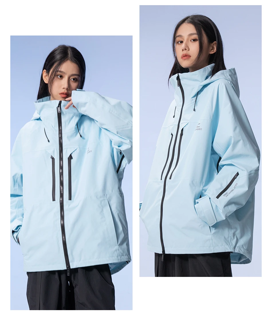 COPOZZ Verdickte 3L Skijacke für Herren und Damen, winddicht, wasserdicht, Winter-Ski-Mantel, Skibekleidung, einfarbig, mit Kapuze, warmer Snowboard-Skianzug – Detail 25