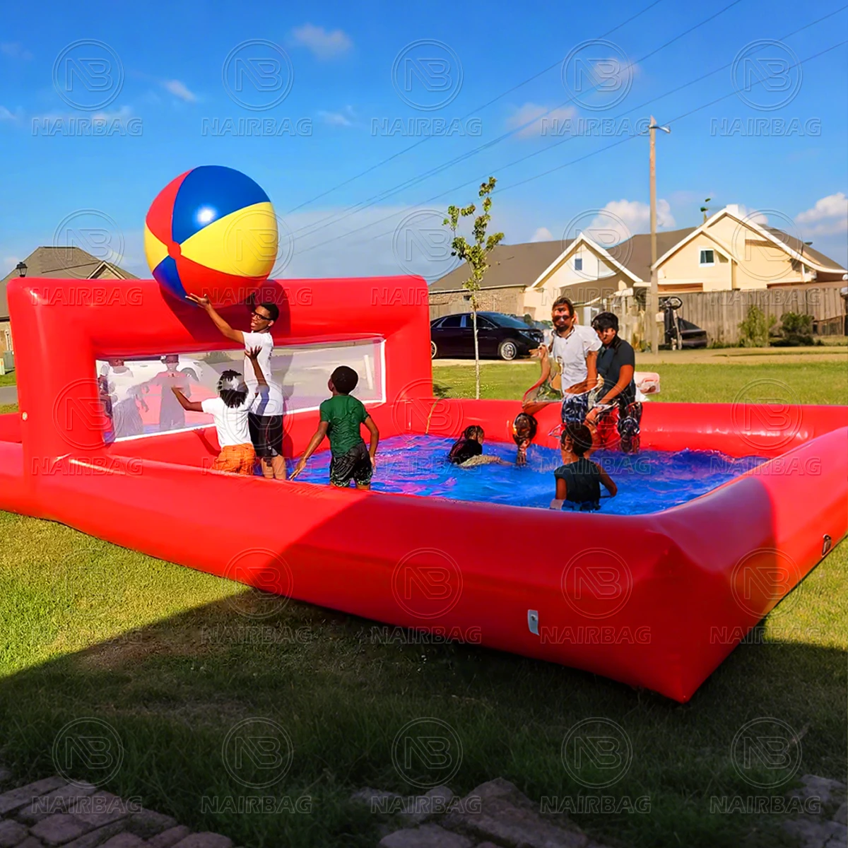 2026 كبير بولي كلوريد الفينيل تجاري بركة نفخ الكرة الطائرة المحكمة بحيرة نفخ الكرة الطائرة الميدانية لعبة المياه للأطفال Adultswoniu #4