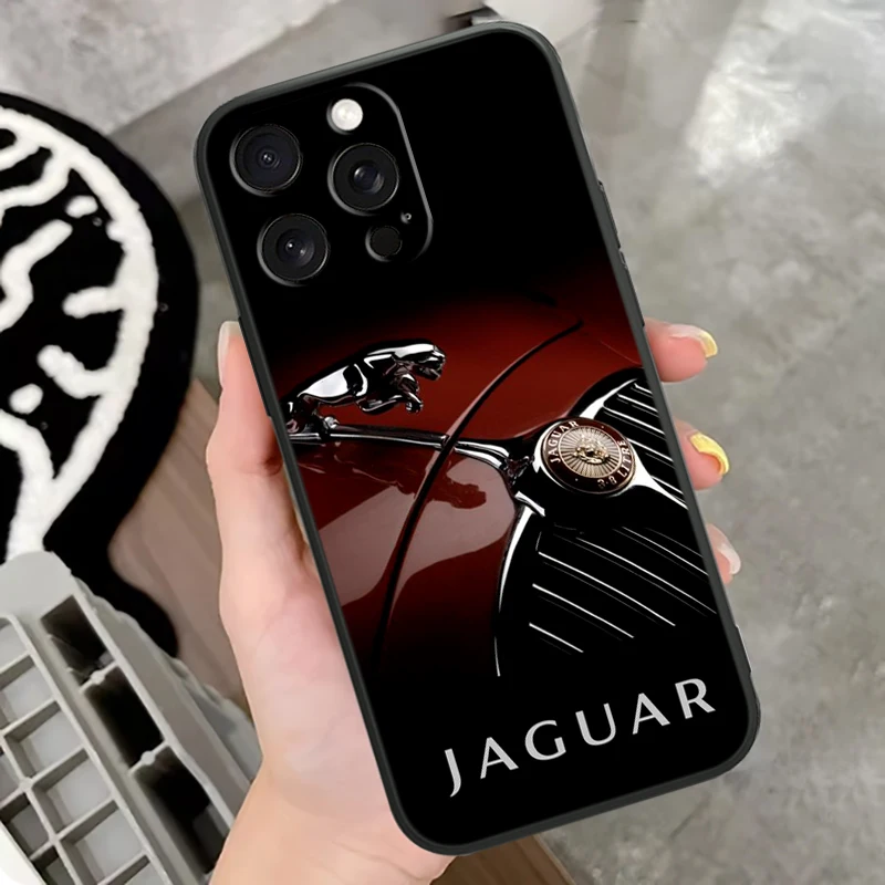 JAGUARS Logo Car Cool Popular For iPhone 16 15 14 13 12 11 8 7 X XS XR Pro Max Plus Mini Ultra Black Phone Case