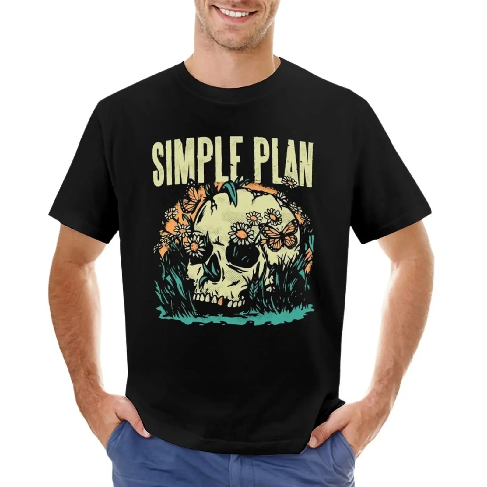 Simple Plan skull vintage T-shirt plus size tops blanks vintage cute clothes mens graphic t-shirts hip hop