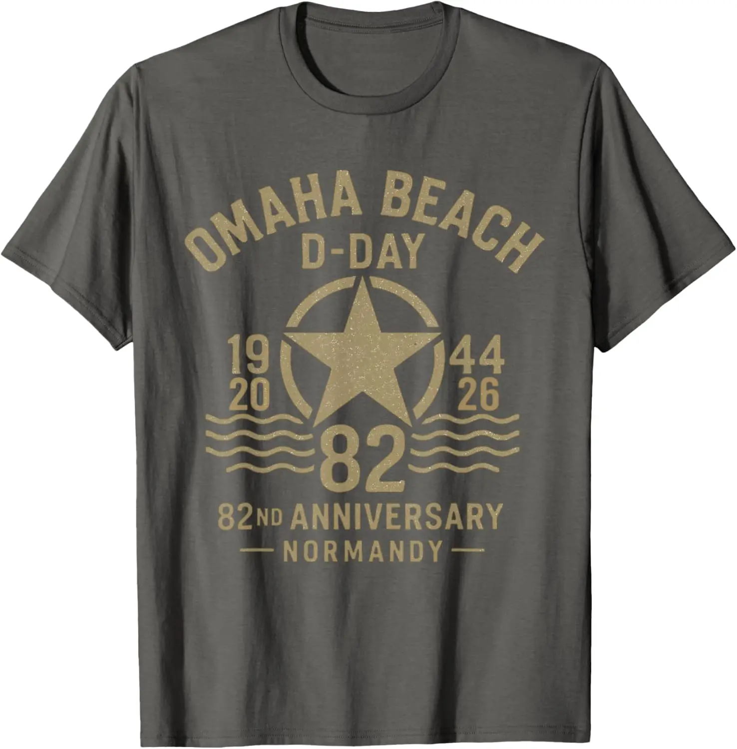 D-Day 82nd Anniversary 2026 Normandy D-Day Omaha Beach 1944 T-Shirt Men's Cotton T-shirts Summer Short Sleeve Streetwear view 3