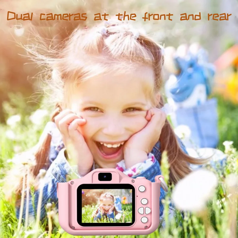 Crianças câmera digital brinquedo dos desenhos animados dinossauro unicórnio hd câmera dupla registro vlog vida vídeo diversão câmera brinquedos presente de aniversário