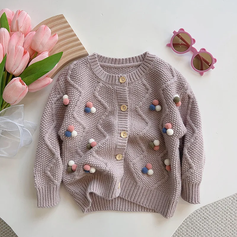 New Spring Autumn Baby Girls long sleeve Cardigan Girl\'s contrast color patchwork sweater Coat Kids loose knitwear Tops