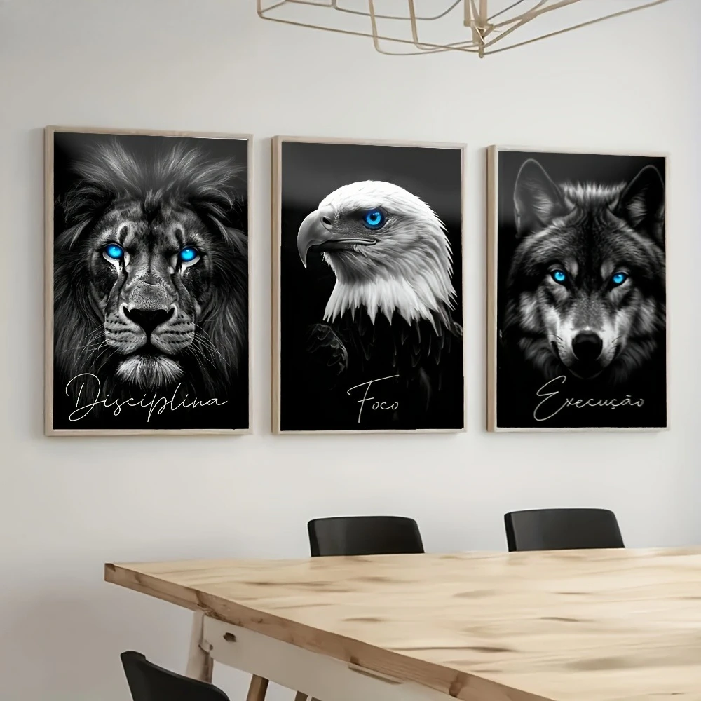 3pcs Lion Wolf Animal Beast Modern Realistic Art Painting Oil Painting Canvas Painting Wall Art Decoration