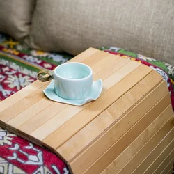 Portable Coaster Table Pad Natural Wood Insulation Mat Couch Placemat Anti Slip Sofa Armrest Tray Foldable