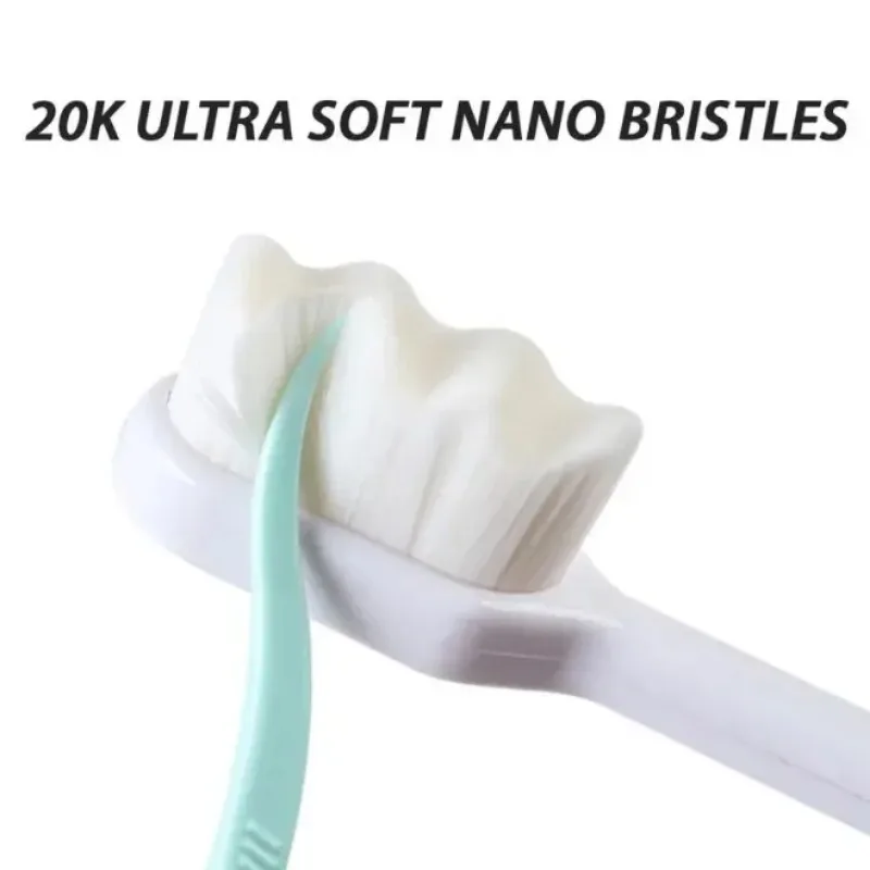 Cepillo de dientes de cerdas suaves para adultos, cepillo de dientes Manual de cerdas onduladas, Ultra fino, súper suave, recomendado por dentista, 20k