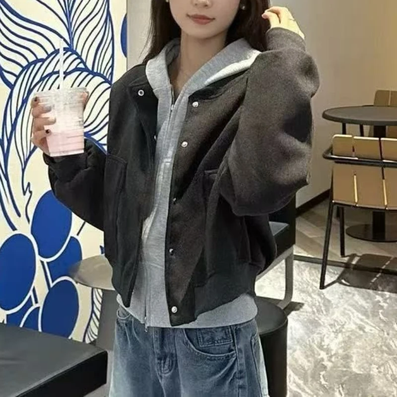 Hooded Short Jacket Jacket for Women's Autumn 2025 New Loose Casual Design Baseball Suit