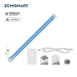 Zemismart Matter Over Thread Smart Curtain Roller Motor Built in Battery 38MM Tube Homekit Google Home SmartThings APP Control