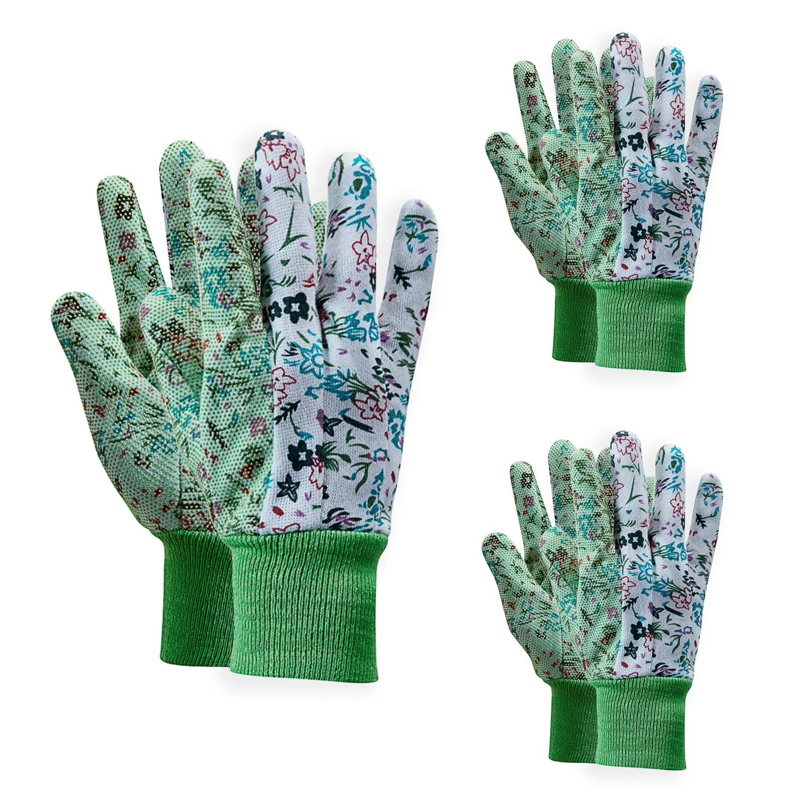 

3 Pairs Gardening Gloves For Women Soft Jersey PVC Dots Grips Work Gloves