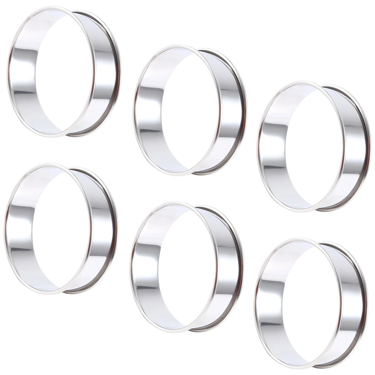 ABNP 6 Pieces Muffin Tart Rings Double Rolled Tart Ring Stainless Steel Muffin Rings Metal Round Ring Mold for Food Making