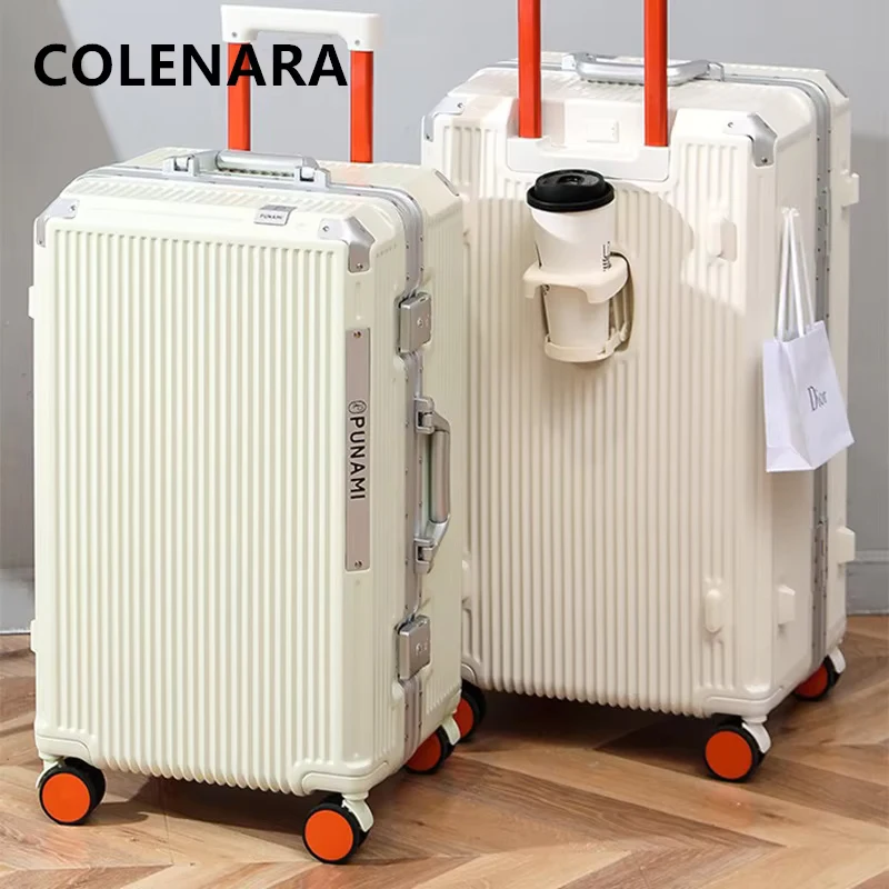 COLENARA ABS + PC Valigia Robusta e durevole scatola d'imbarco Telaio in alluminio Trolley di grande capacità Trolley da cabina da 20 "24" 26 pollici