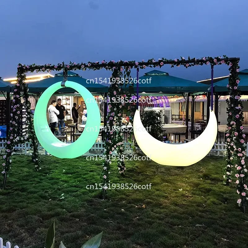 Outer Courtyard Multi-person Luminous Moon Swing Hanging Chair Rocking Chair Solar Energy