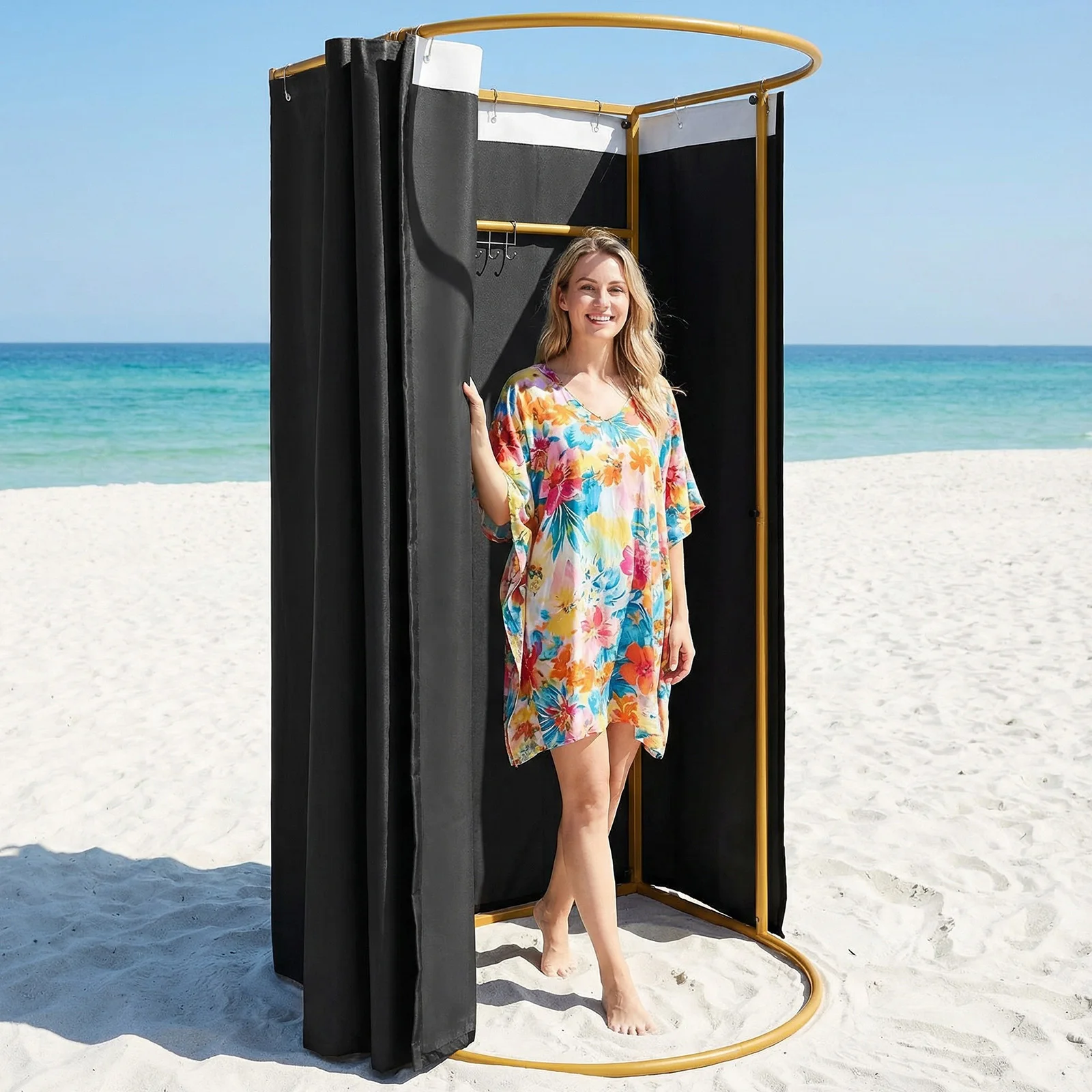 

Clothing store fitting room with blackout curtains (Black)