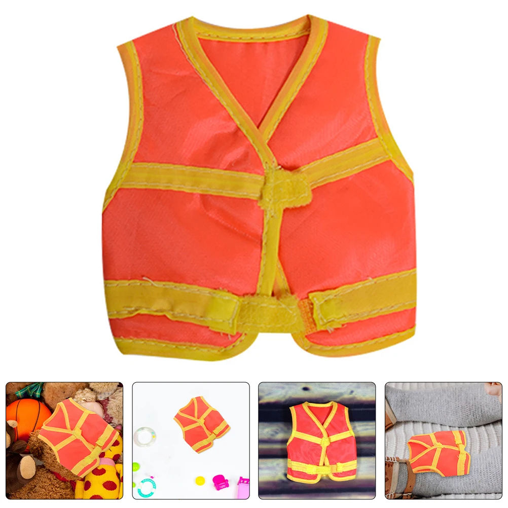 

2pcs Mini Construction Vest Costume Clothing Diy Dress Up Accessories Safety Officer Vest Miniature Set Party Favors