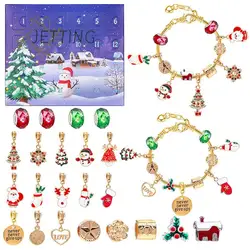 Surprise Blind Box Set 24 Countdown Calendar Advent Christmas Charms Bracelet Set DIY Creative Ornaments Christmas Child Gifts