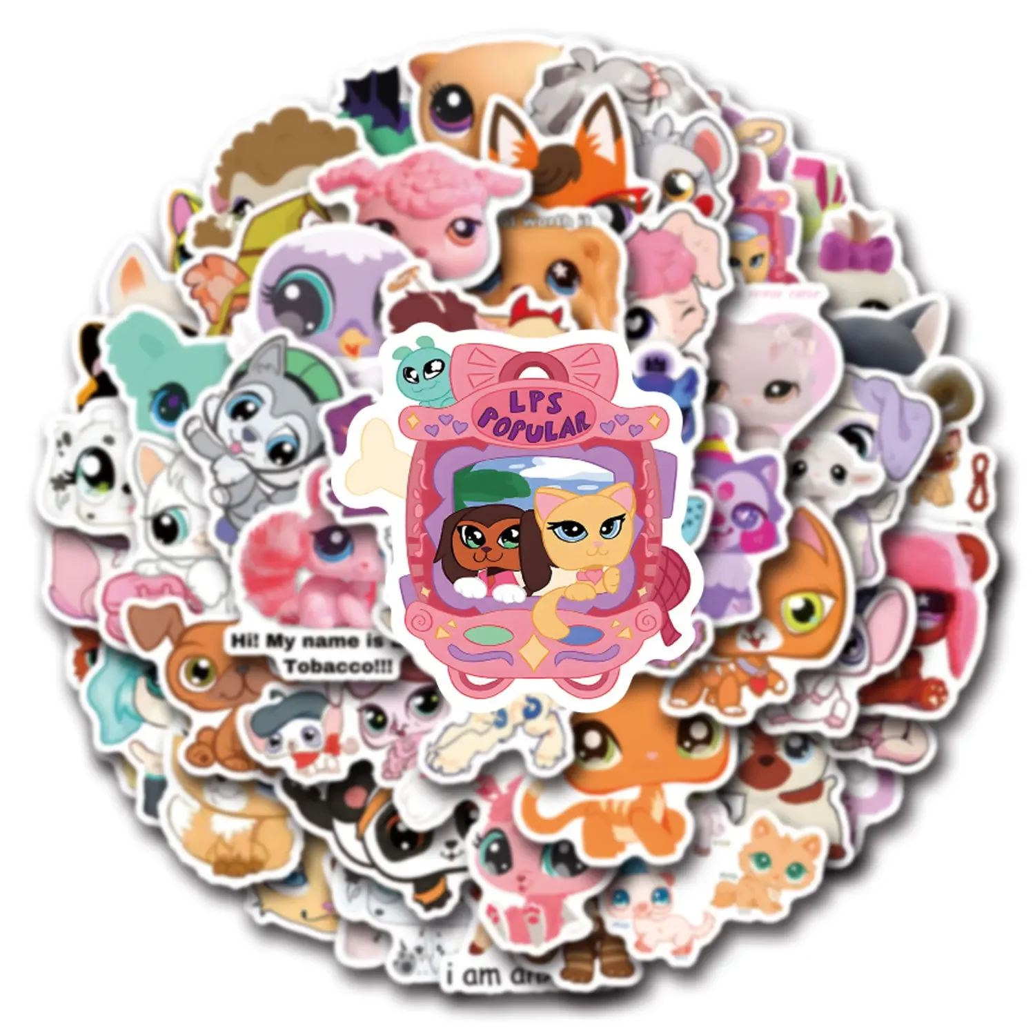 110 Uds. Juego de pegatinas Littlest Pet Shop Stciekr para equipaje, portátil, teléfono, guitarra, armario, botella de agua, monopatín, juguetes para niños